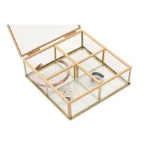 Boîte à bijoux Home ESPRIT Doré Métal Verre 15 x 16 x 5 cm
