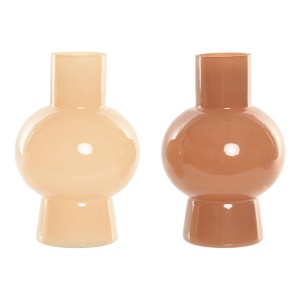 Vase Home ESPRIT Cream Terracotta Crystal 15 x 15 x 24 cm (2 Units)