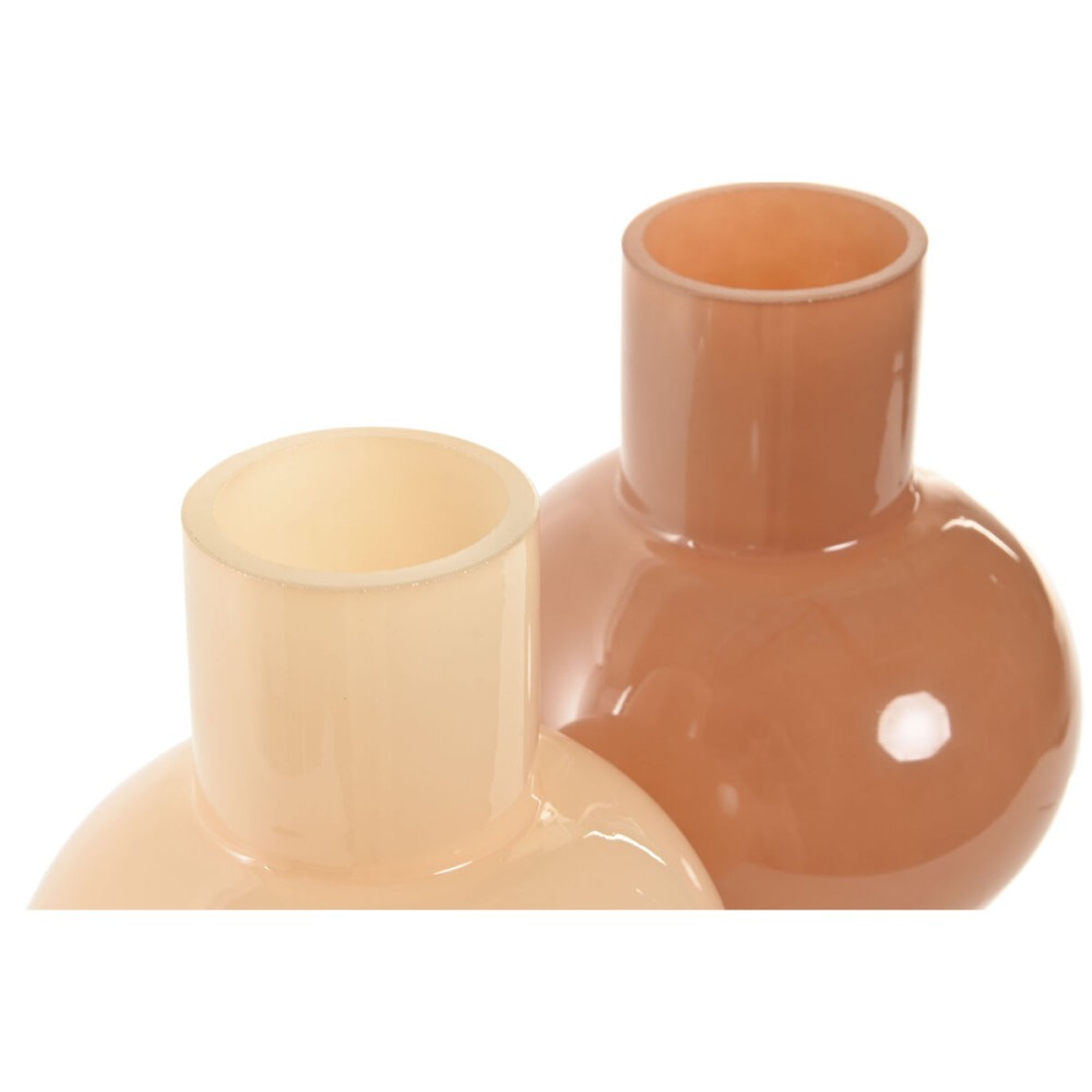 Vase Home ESPRIT Cream Terracotta Crystal 15 x 15 x 24 cm (2 Units)