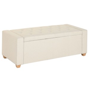 Banquette Home ESPRIT Beige Polyester Bois 120 X 50 X 42 CM
