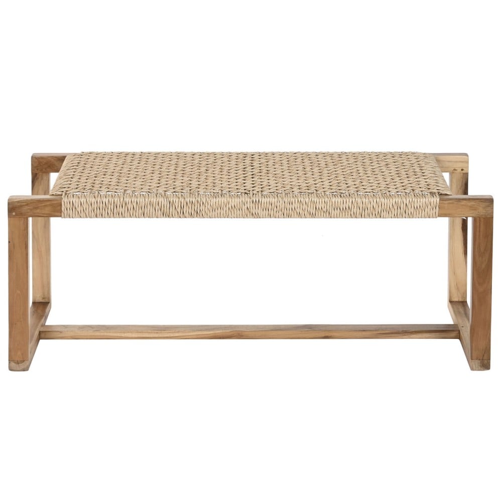 Hocker Home ESPRIT Braun Synthetische Faser Faser Teakholz 120 x 40 x 45 cm