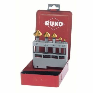 Jeu de fraises à chanfreiner (Fraises à chanfreiner) RUKO 4 mm 25 mm 20 mm DIN 335 Acier rapide (AR) 5 Pièces