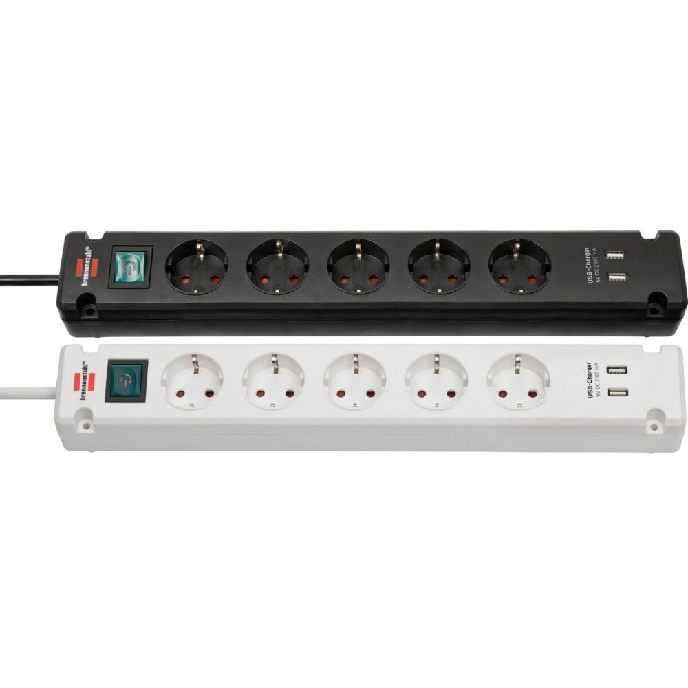 Steckerleiste mit 5 Steckdosen und Schalter Brennenstuhl Bremounta 3600 W USB x 2 (3 m)