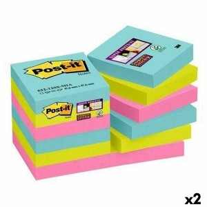 Set of Sticky Notes Post-it Super Sticky Multicolour 12 Pieces 47,6 x 47,6 mm (2 Units)