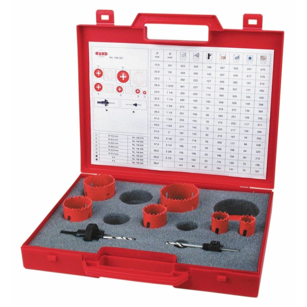 Set de couronnes de forage RUKO 106301 Acier rapide (AR) 8 Pièces