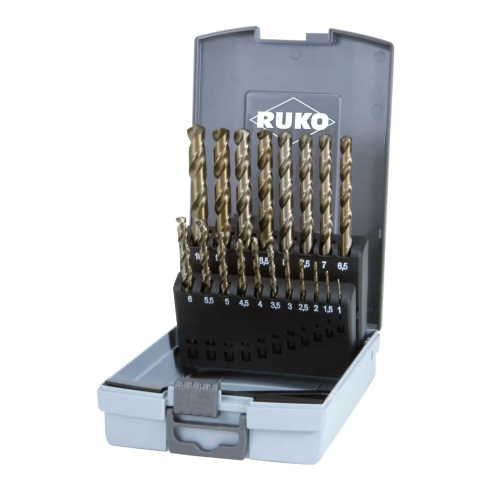 Ensemble de forets RUKO Acier rapide (AR) Coffret DIN 338 25 Pièces (25 Unités)