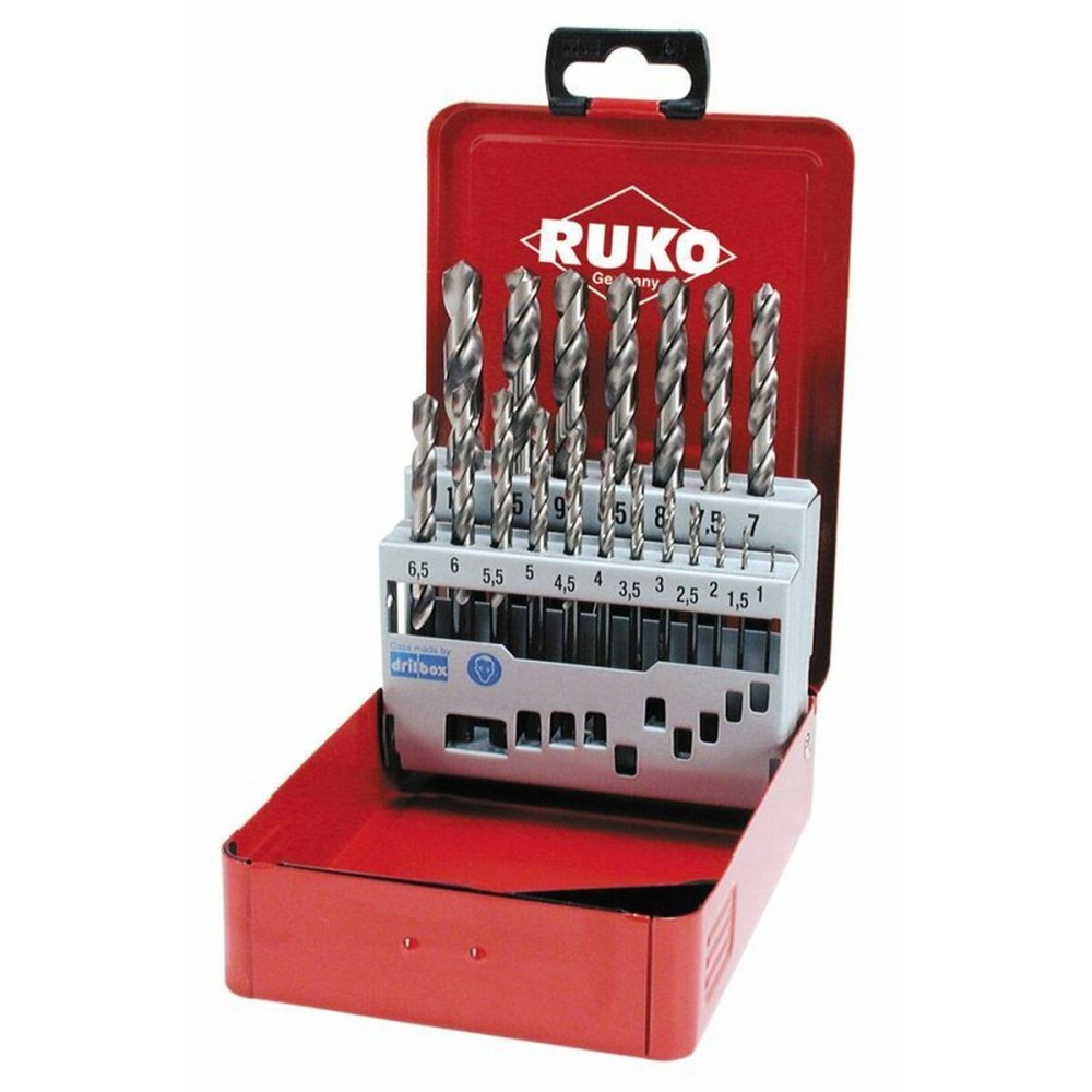 Ensemble de forets RUKO Acier rapide (AR) Coffret DIN 338 25 Pièces (25 Unités)