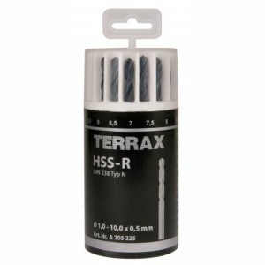 Ensemble de forets TERRAX Coffret DIN 338 19 Pièces (10 Unités)
