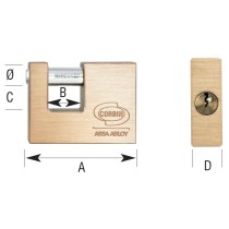 Key padlock CORBIN Bayoneta 70 mm Rectangular Brass Steel (2 Units)