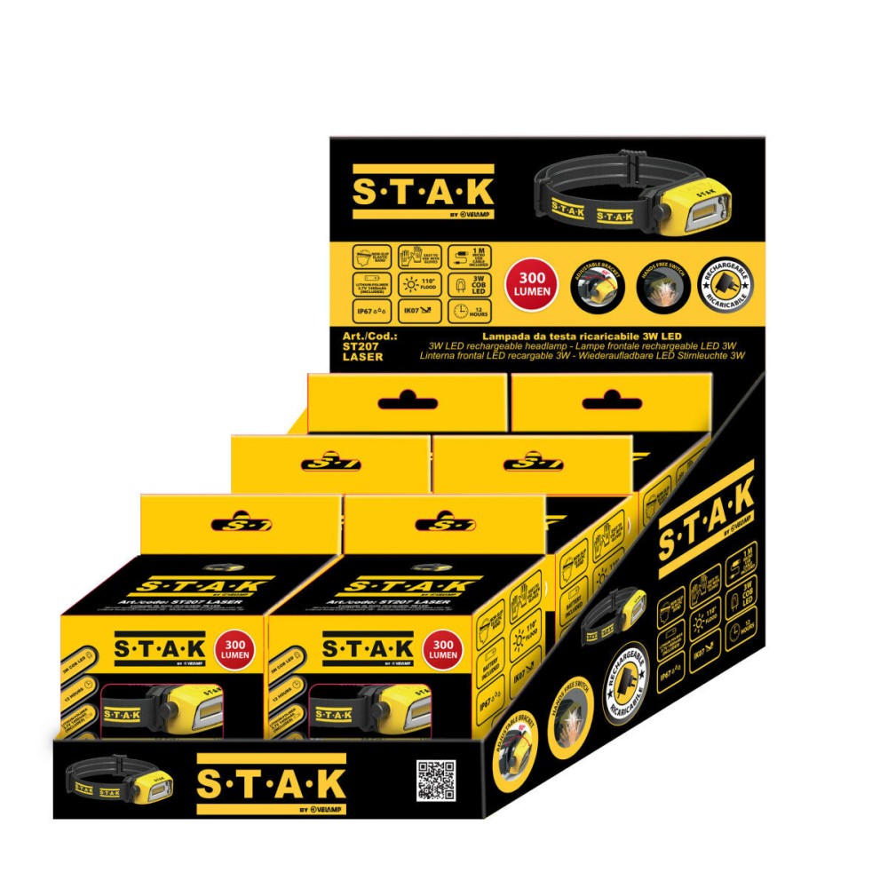 Wiederaufladbare und verstellbare LED Stirnlampe Stak 3 W 300 Lm