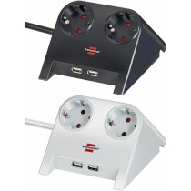 Rallonge 2 prises Schuko sans interrupteur Brennenstuhl 1153520222 3600 W USB x 2 Bureau (1,8 m)