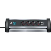 Rallonge 4 prises Schuko avec interrupteur Brennenstuhl Alu-Office-Line 3600 W USB x 2 (1,8 m)