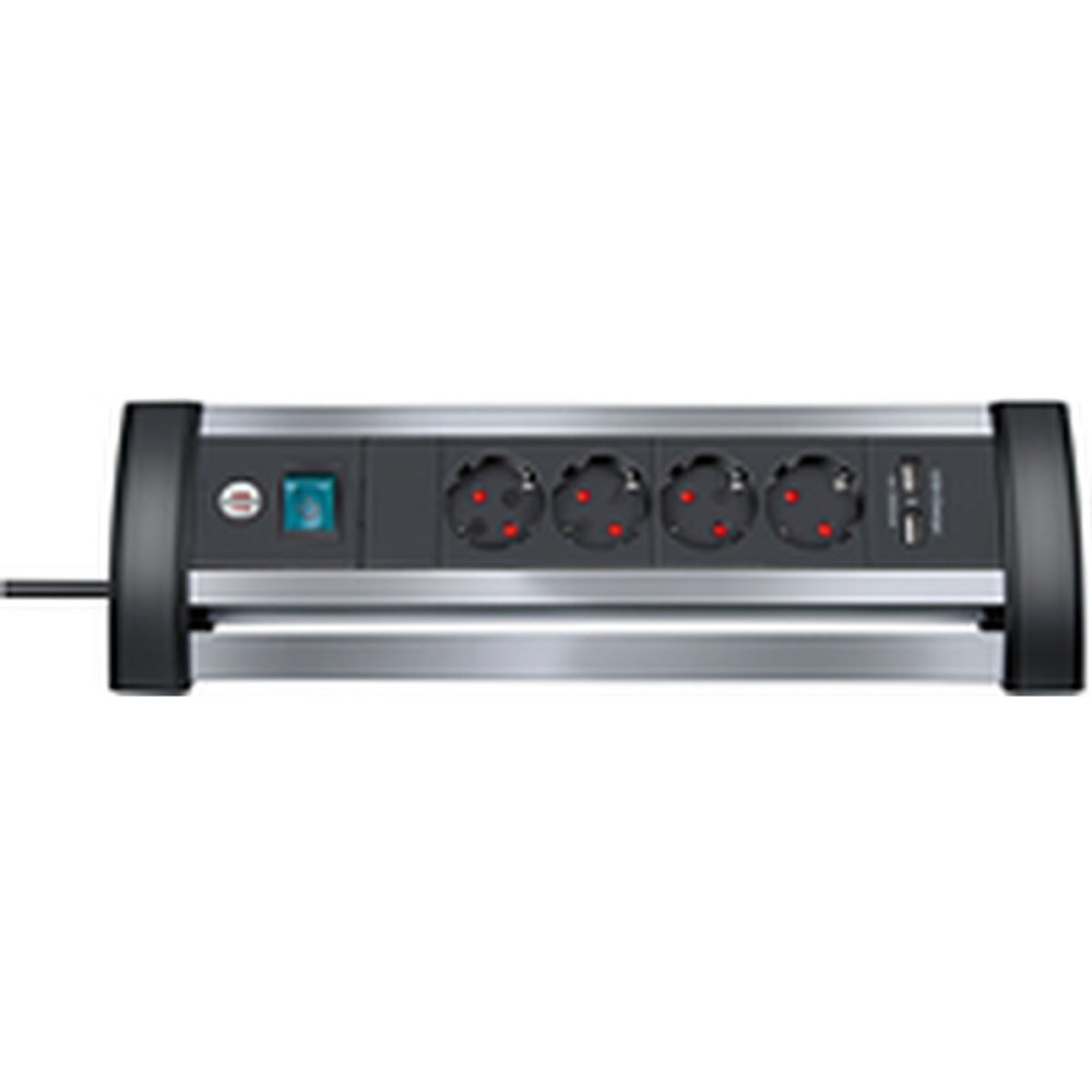 Rallonge 4 prises Schuko avec interrupteur Brennenstuhl Alu-Office-Line 3600 W USB x 2 (1,8 m)
