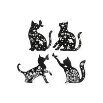Wanddekoration Home ESPRIT Schwarz Katze 37 x 1,3 x 48 cm (4 Stück)