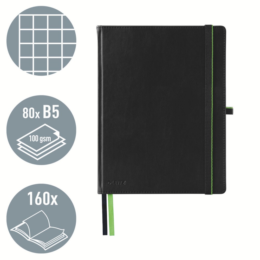 Schein Notizblock Leitz Complete Schwarz 80 Blatt