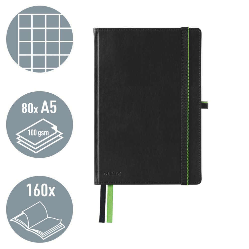 Schein Notizblock Leitz Complete Schwarz A5 80 Blatt