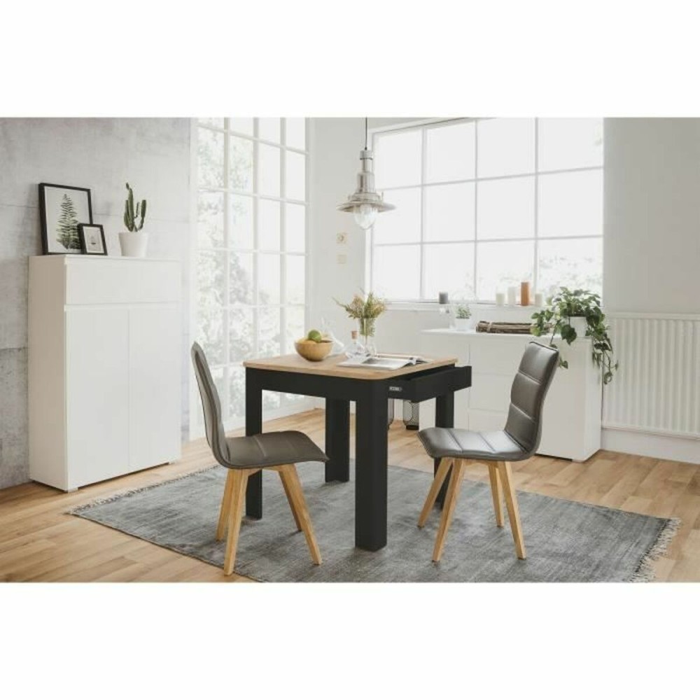 Dining Table Oslo Black 80 x 77 x 80 cm Oak