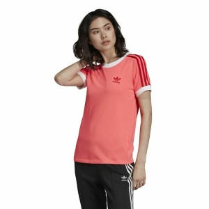 Damen Kurzarm-T-Shirt Adidas 3 Stripes Lachsfarben