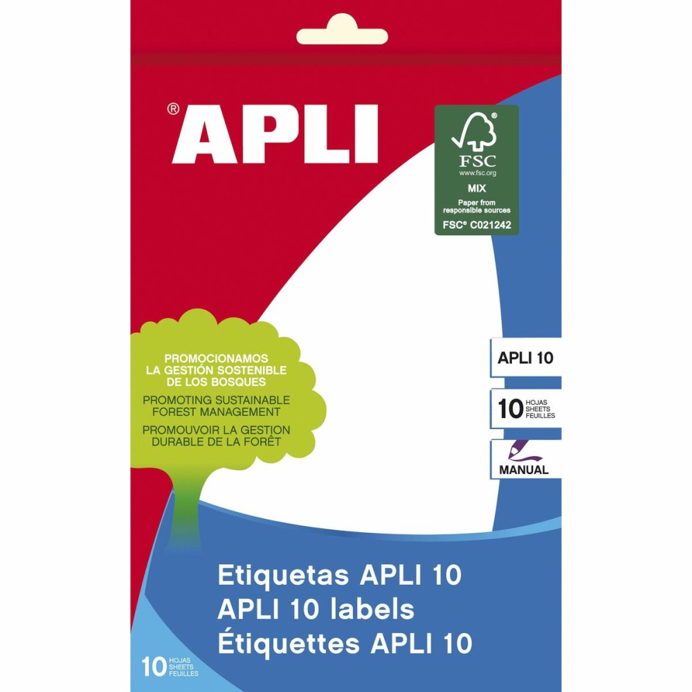 Klebeetiketten Apli Weiß 10 Blatt 105 x 149 mm Papier (10 Stück)