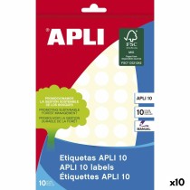 Klebeetiketten Apli Weiß 10 Blatt Ø 1,3 cm (10 Stück)