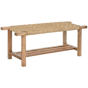 Banquette Home ESPRIT Corde Bois de manguier 127 x 41 x 47 cm