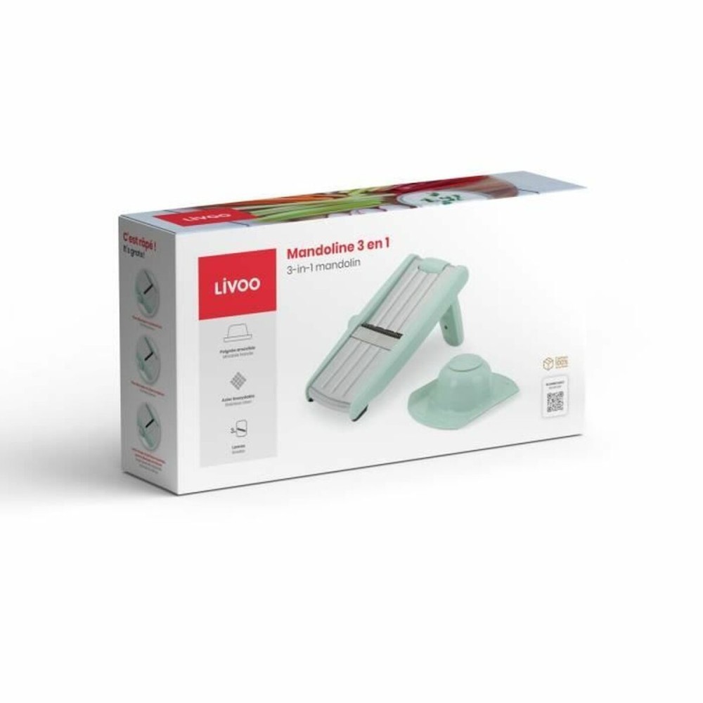 Mandoline Reibeisen 3 in 1 Livoo grün Silberfarben