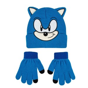 Bonnet et gants Sonic Bleu 2 Pièces