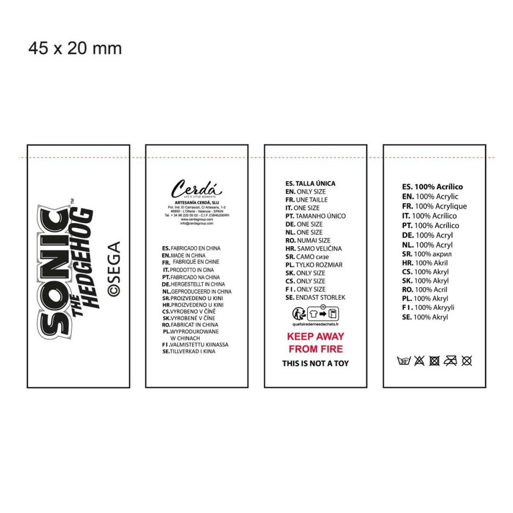 Bonnet et gants Sonic Bleu 2 Pièces