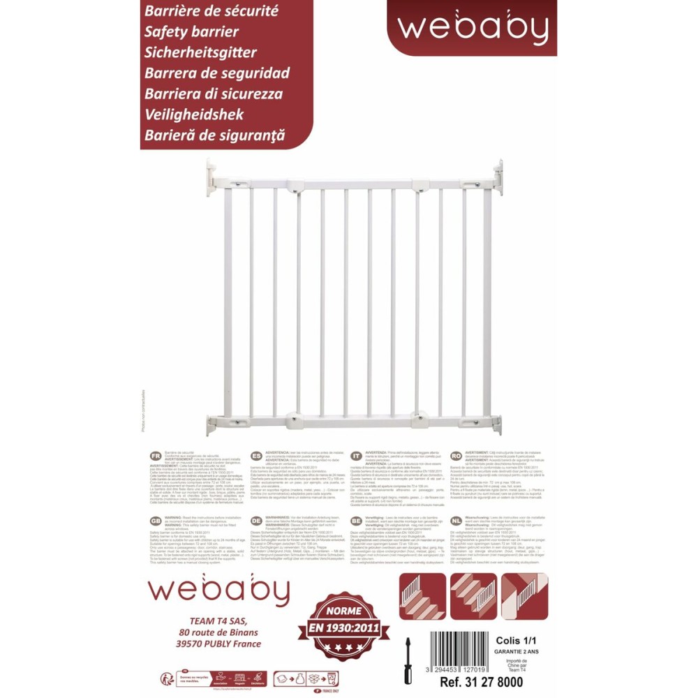 Sicherheitsbarriere WEBABY NONO Weiß 72-108 cm