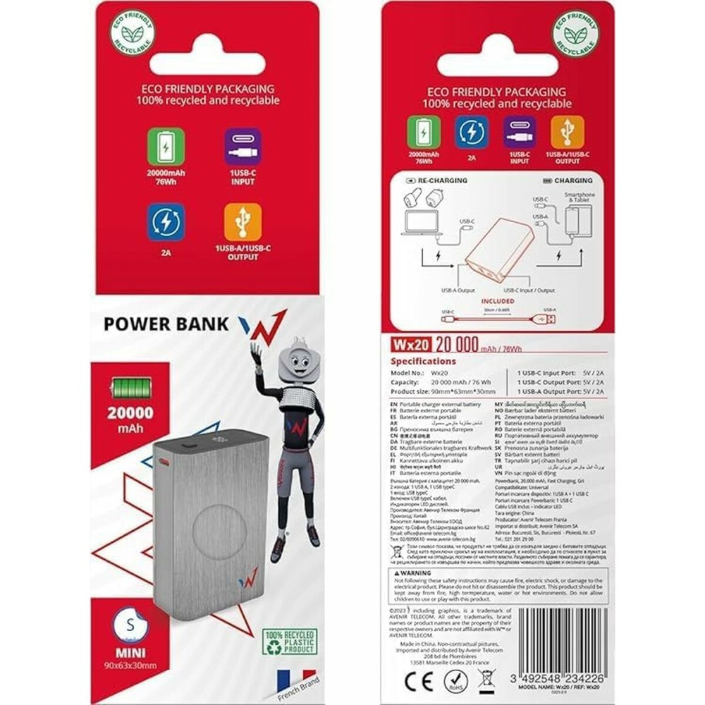 Powerbank Wonder Wonder WX20 Argenté 20000 mAh