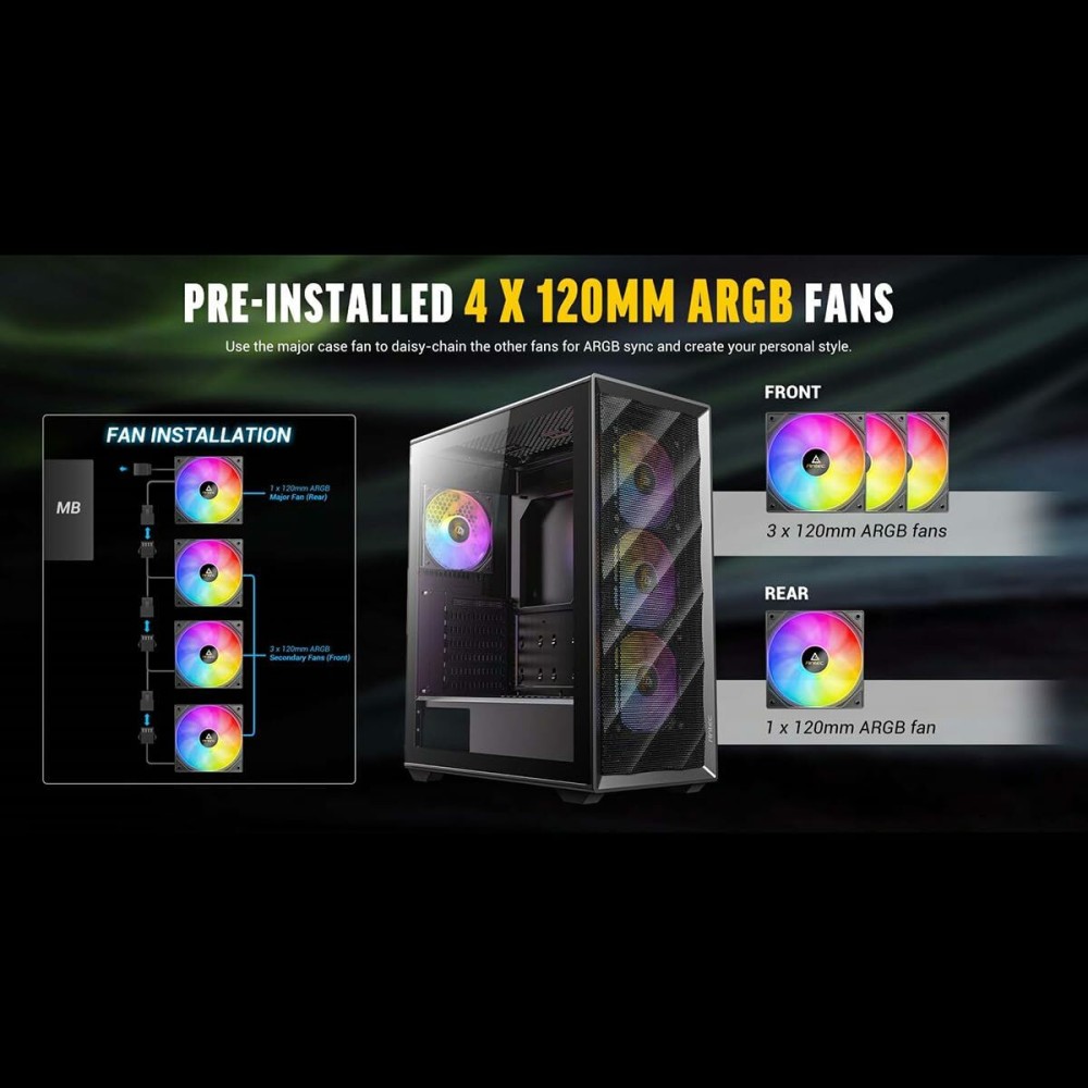 ATX Semi-Tower Gehäuse Antec AX85 ARGB Schwarz