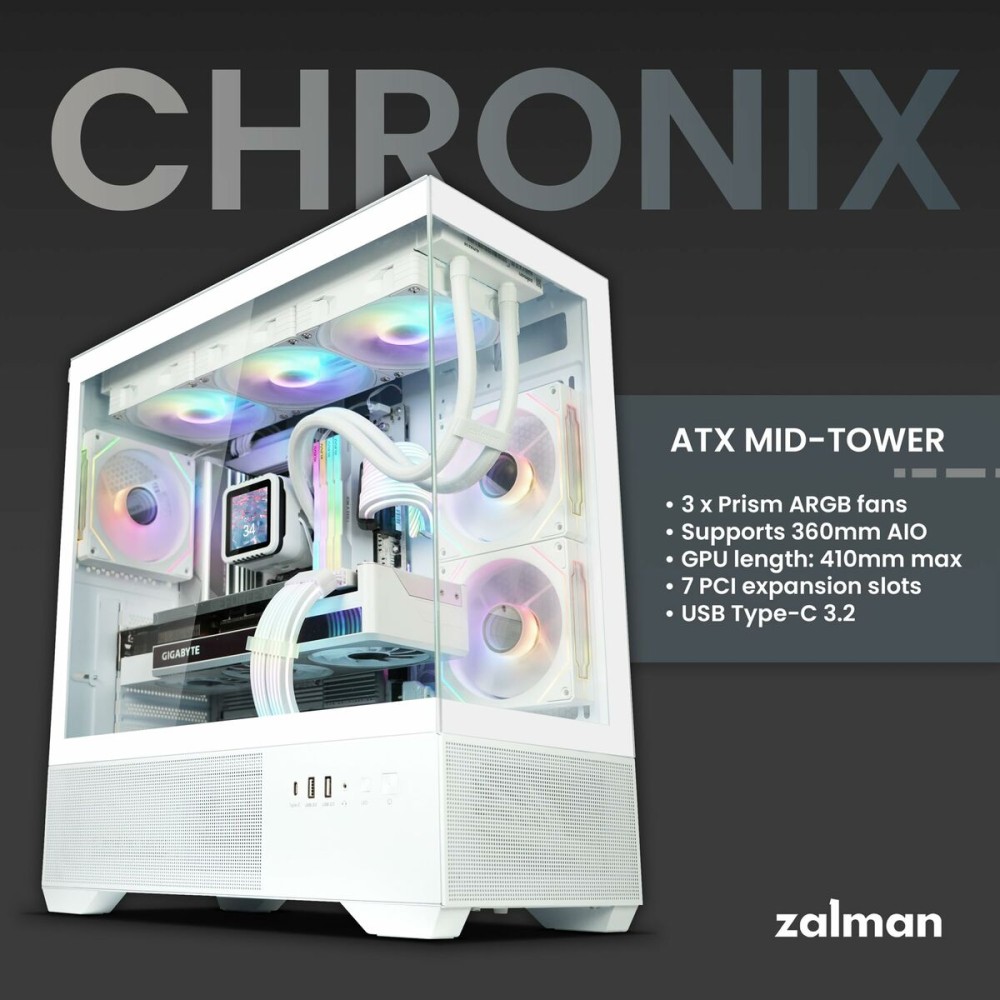 ATX Semi-Tower Gehäuse Zalman CHRONIX WHITE Weiß