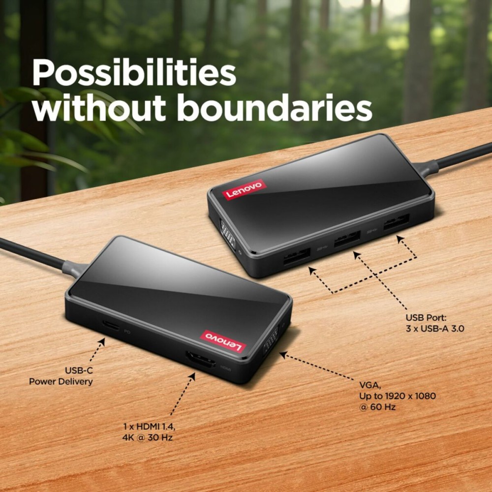 Hub USB Lenovo GX91M73945 Schwarz 100 W