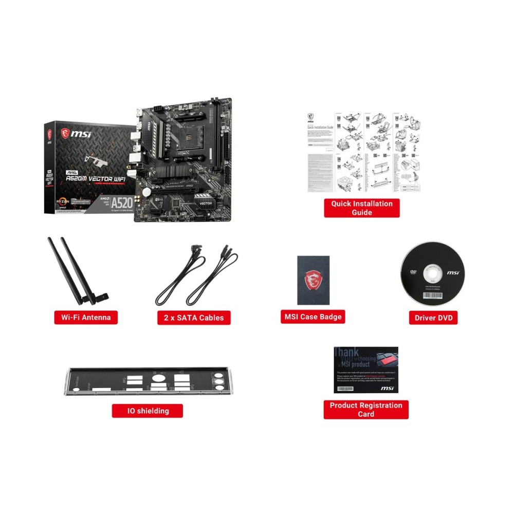 Carte Mère MSI MAG A520M VECTOR WIFI AMD A520 AMD AM4