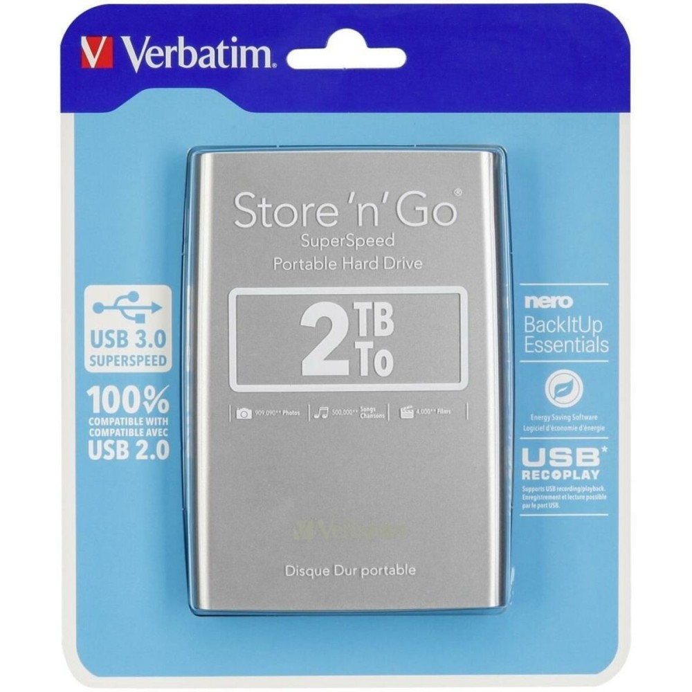 Externe Festplatte Verbatim STORE 'N' GO Schwarz Silberfarben HDD 2 TB (4 Stück)