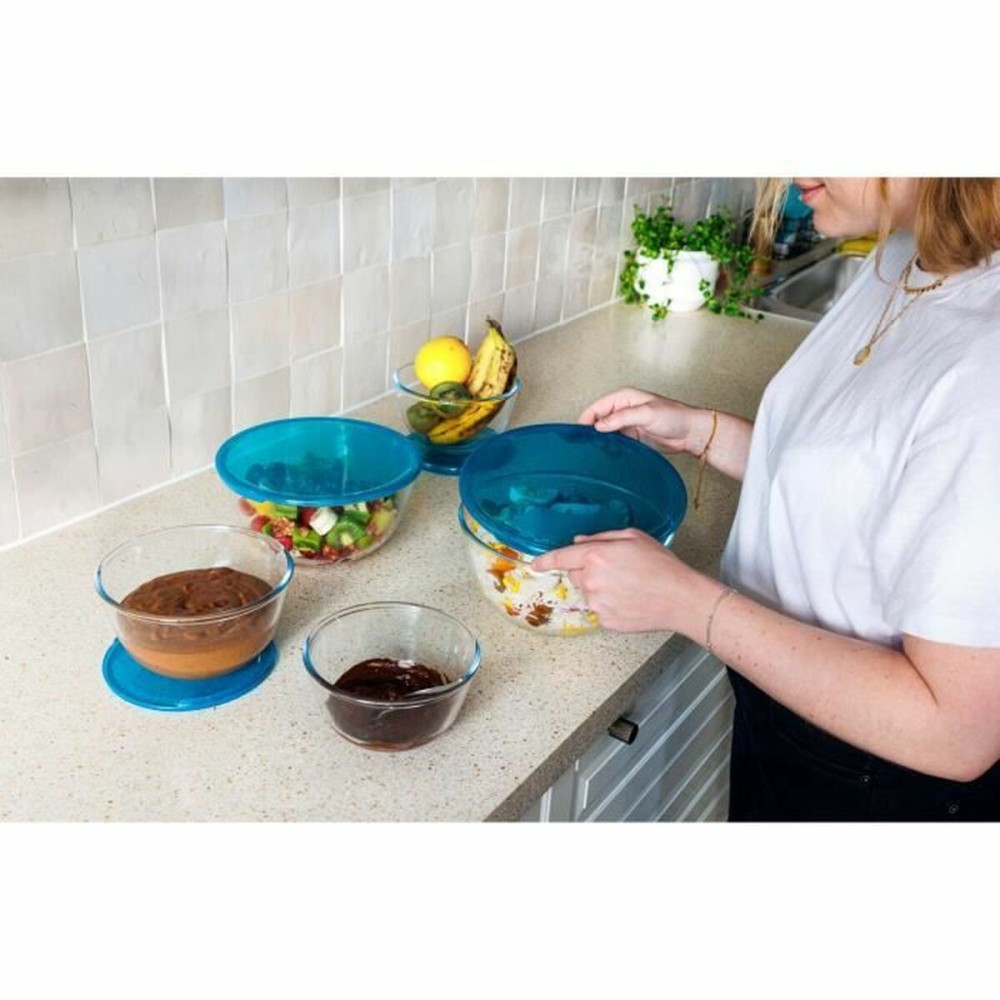 Set of lunch boxes Pyrex Transparent Turquoise 5 Pieces