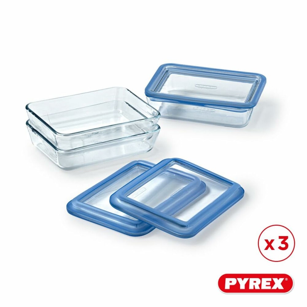 Lunchbox-Set Pyrex Blau Durchsichtig 800 ml 3 Stücke