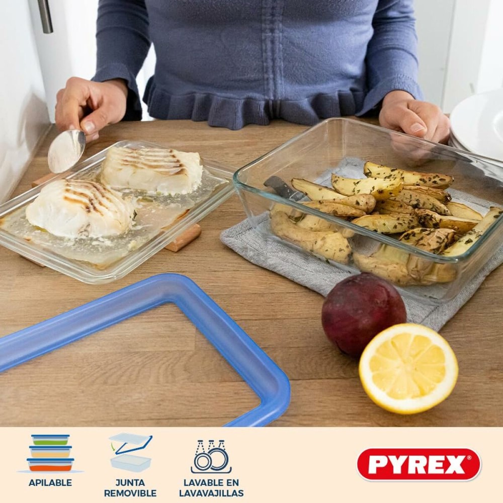 Set of lunch boxes Pyrex Blue Transparent 800 ml 3 Pieces