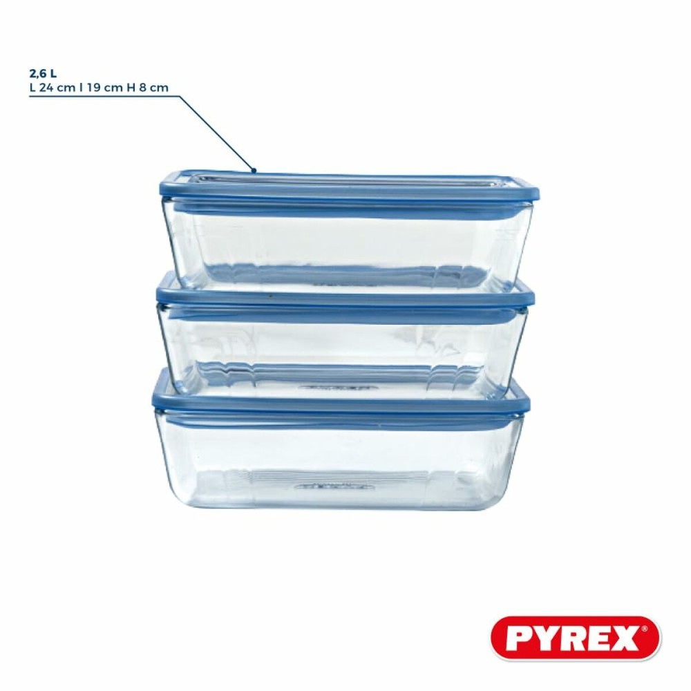 Lunchbox-Set Pyrex Blau Durchsichtig 2,6 L 3 Stücke