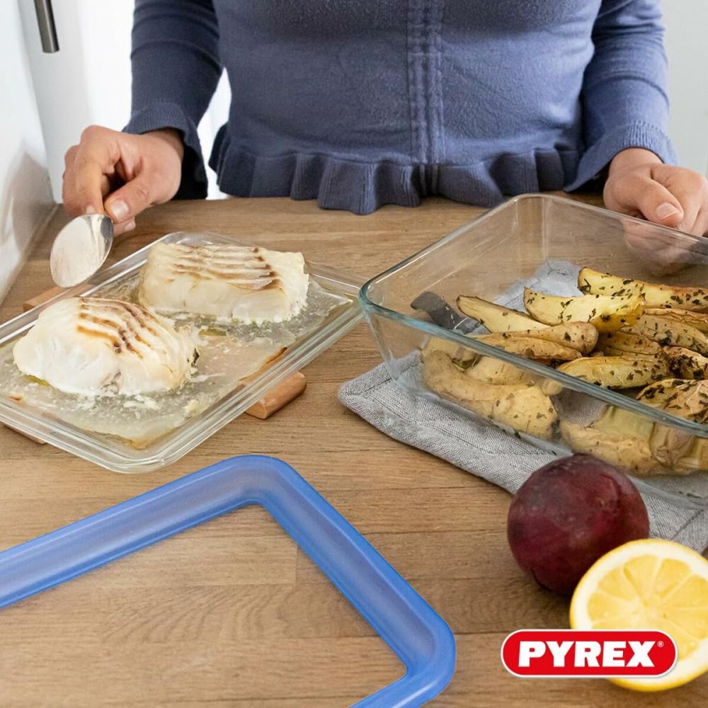 Lunchbox-Set Pyrex Blau Durchsichtig 2,6 L 3 Stücke