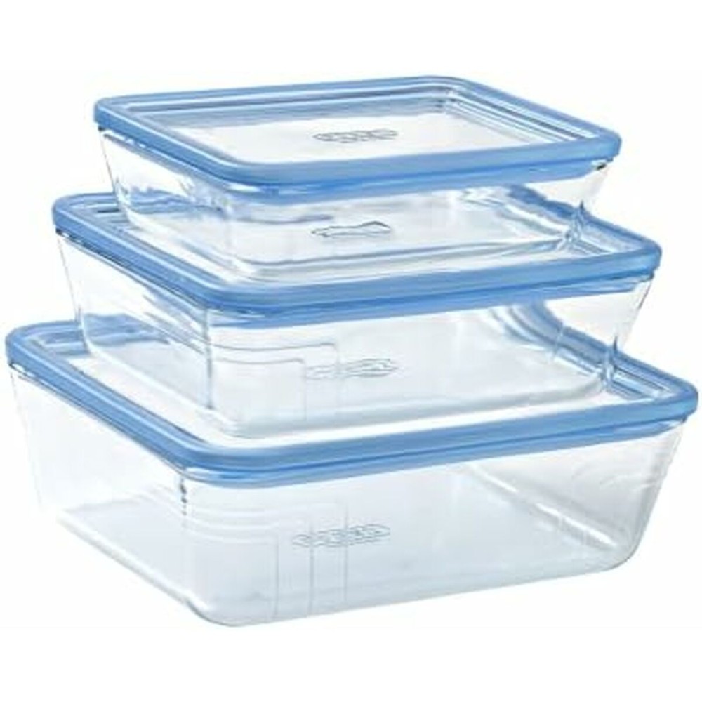 Set of lunch boxes Pyrex Blue Transparent 3 Pieces
