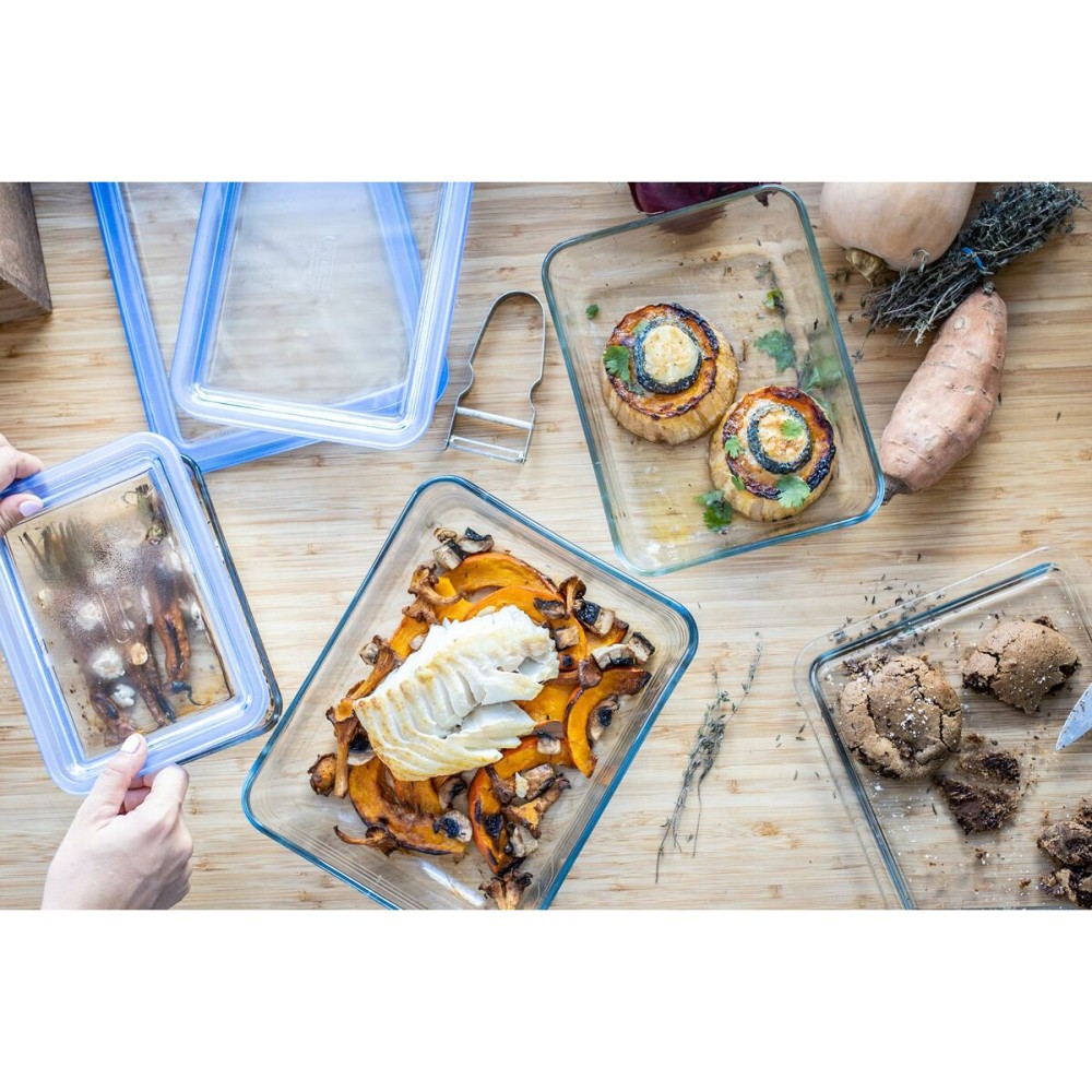 Set of lunch boxes Pyrex Blue Transparent 3 Pieces