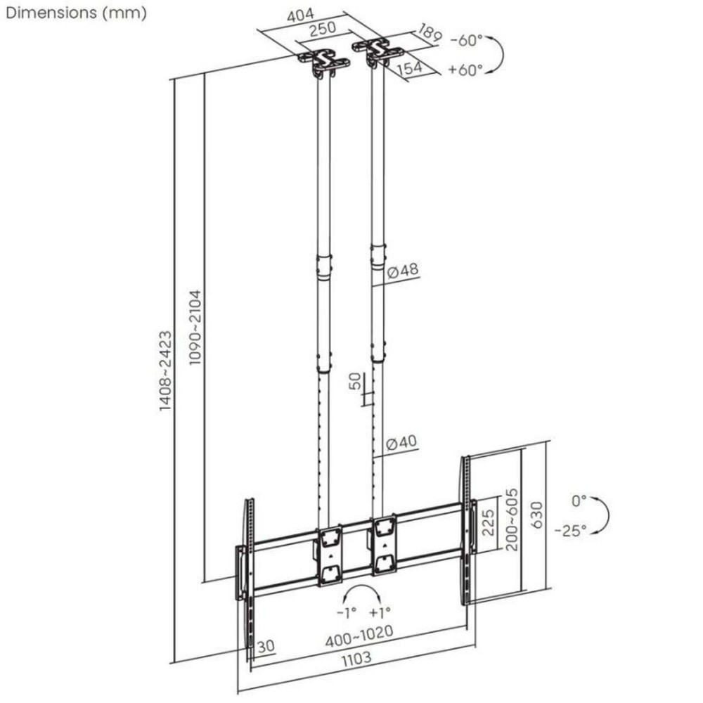 TV Halterung Aisens CT120TLE-395 60" 120 kg
