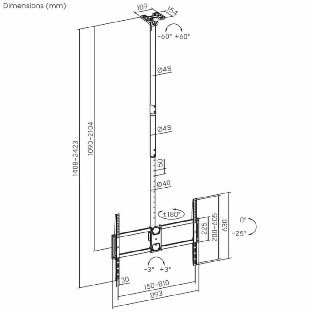 TV Halterung Aisens CT100TSLE-393 100" 80 kg