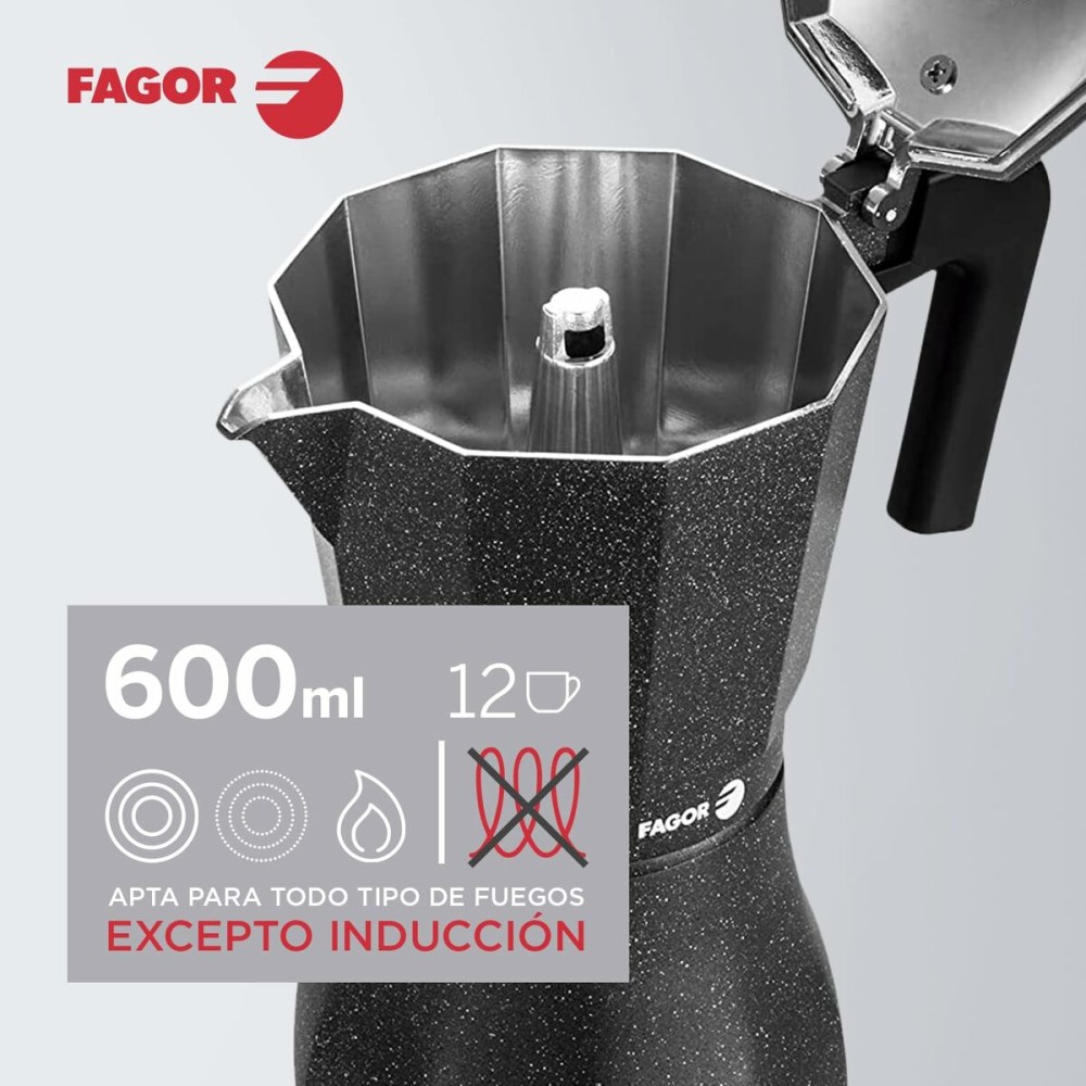 Cafetière Italienne Fagor TIRAMISU 12 Noir Aluminium 12 Tasses
