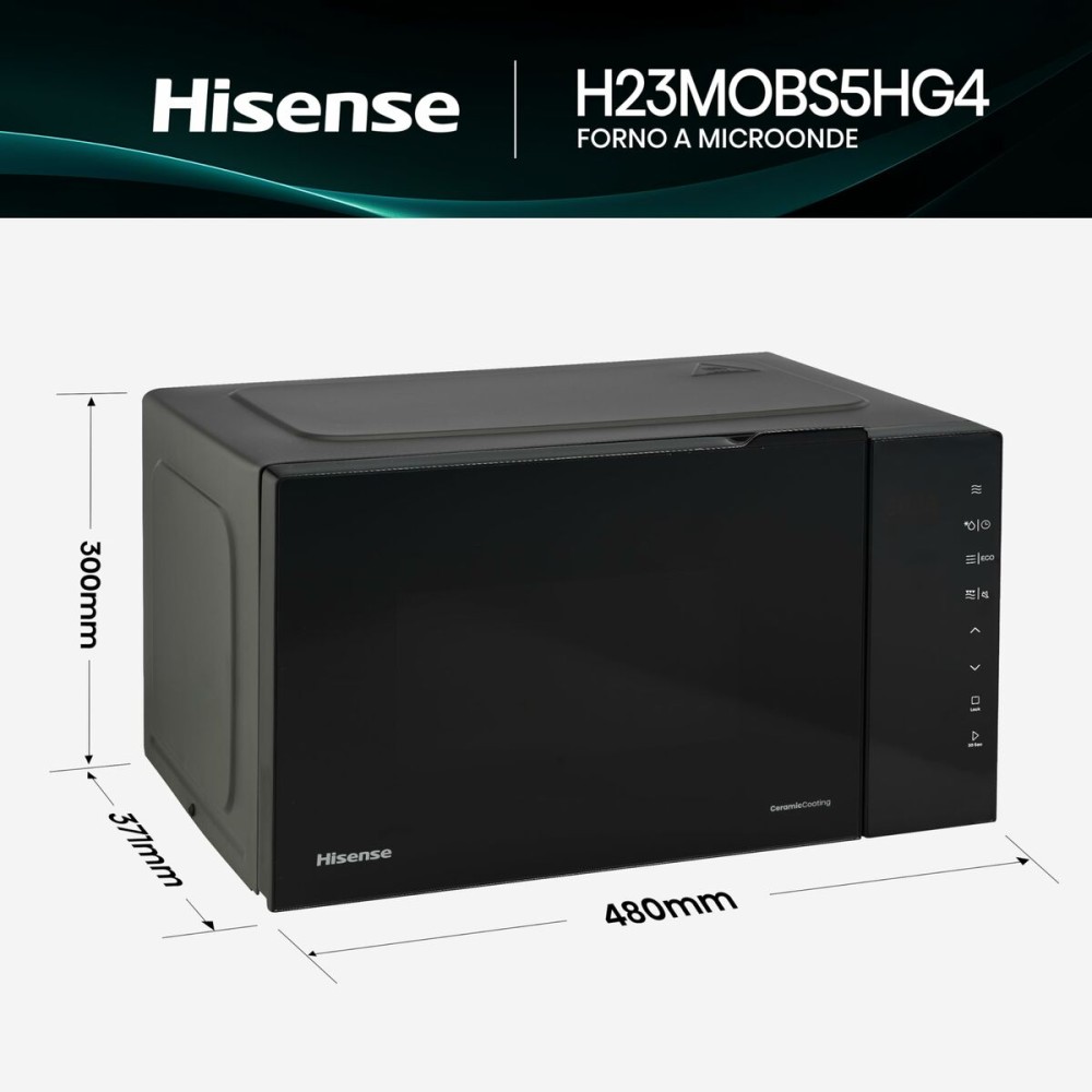 Mikrowelle mit Grill Hisense H23MOBS5HG4 Schwarz 800 W 23 L