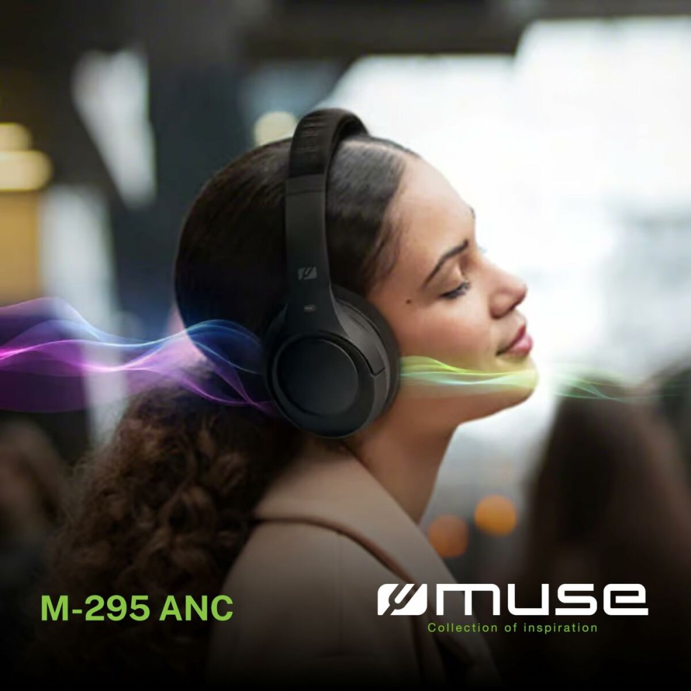 Kopfhörer mit Mikrofon Muse M295ANC Schwarz Grau