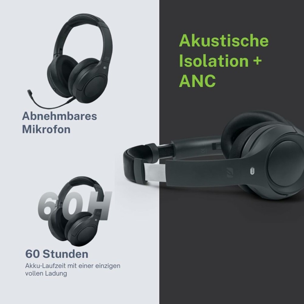 Kopfhörer mit Mikrofon Muse M295ANC Schwarz Grau