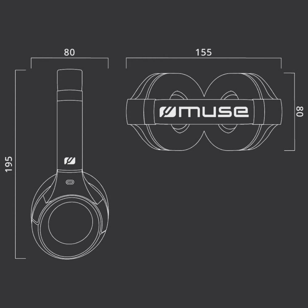Kopfhörer mit Mikrofon Muse M295ANC Schwarz Grau
