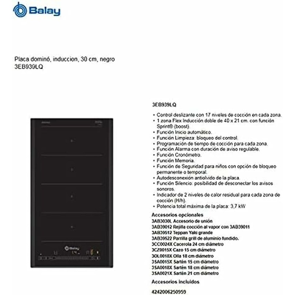 Induction Hot Plate Balay 3EB939LQ